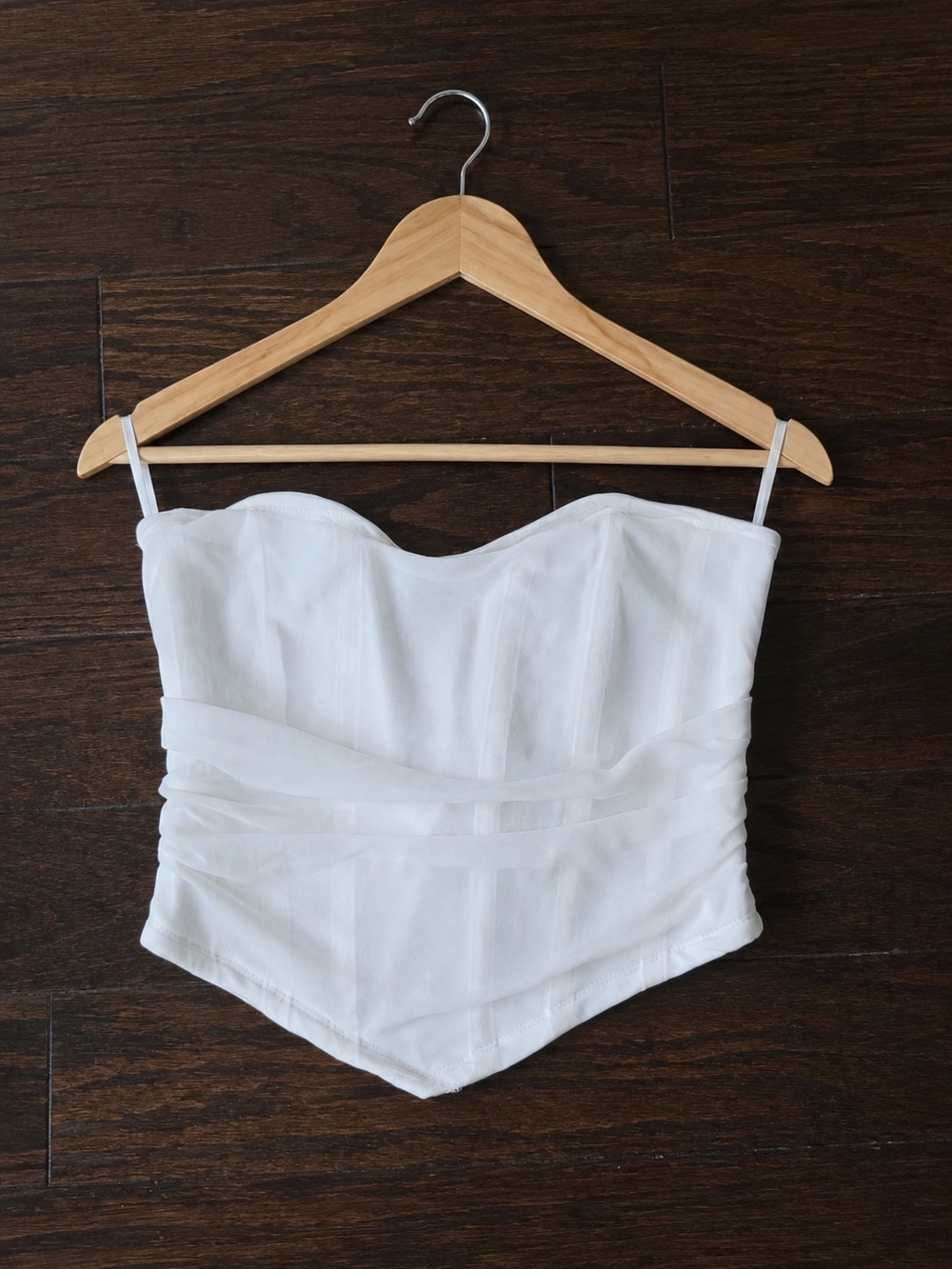 White Ruched Corset Bustier Top | Sweetheart Neck | Size 6 - Picture 3 of 3